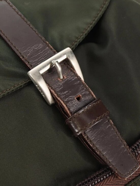 PRADA Backpack Nylon Khaki Silver Auth 157775 main image 15